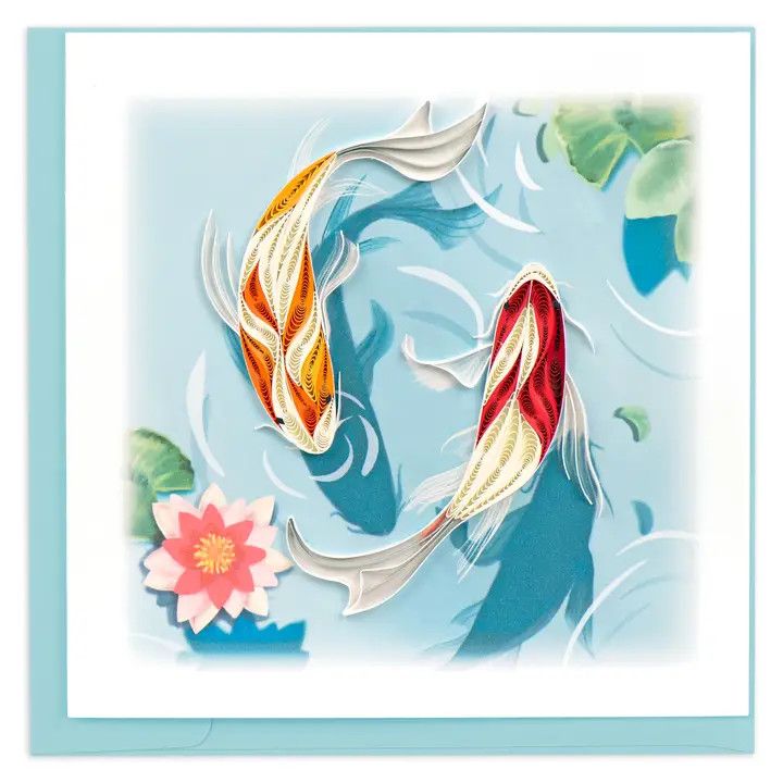 QUILLED GREETING CARD KOI FISH POND