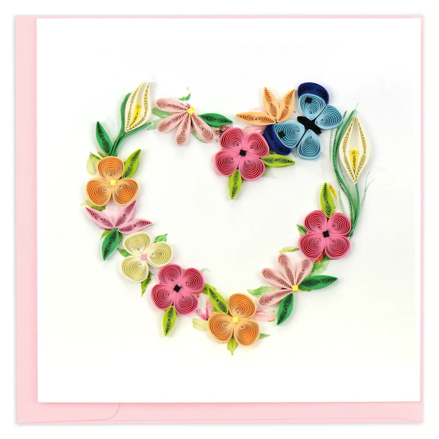 QUILLED GREETING CARD FLORAL HEART WREATH