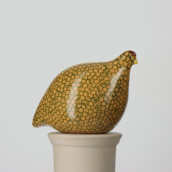 CERAMIC QUAIL  -  YELLOW SPOTTED ELECTRIC BLUE - SMALL STANDING
