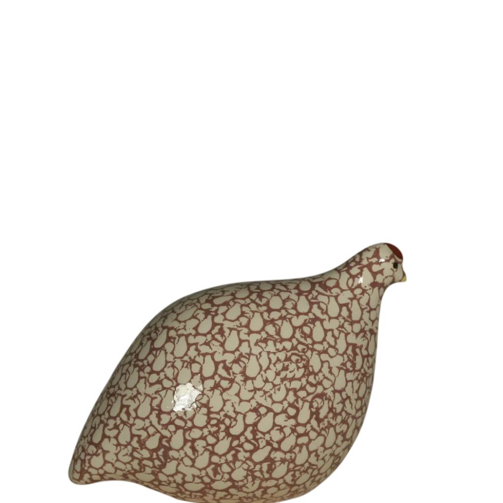 LES CERAMIQUES DE LUSSAN CERAMIC QUAIL  -  WHITE SPOTTED PINK- SMALL STANDING