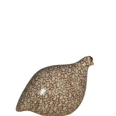 LES CERAMIQUES DE LUSSAN CERAMIC QUAIL  -  WHITE SPOTTED PINK- SMALL STANDING