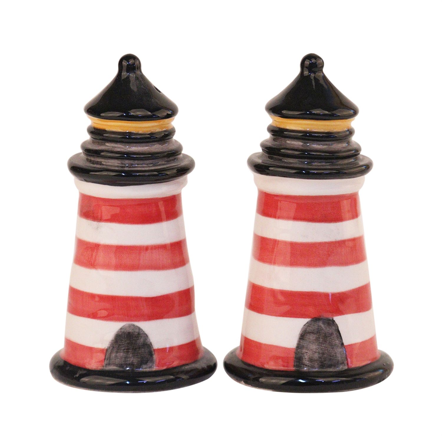 RED STRIPE LIGHTHOUSE SALT &amp; PEPPER SET