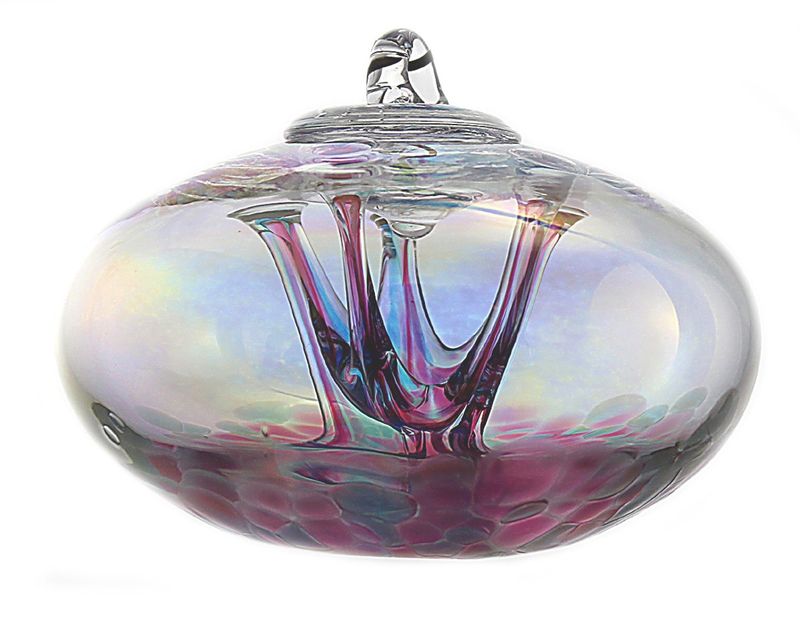 JuJu Ball &quot;Blue Fusion&quot; Iridized 4 in hanging glass ornament