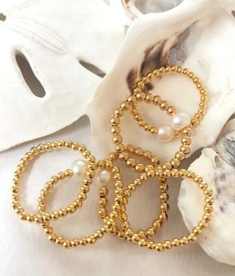 Gold Ball Stretch Ring - Stackable