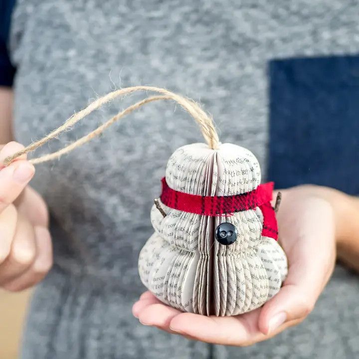 BOOK PAGE SNOWMAN - ORNAMENT