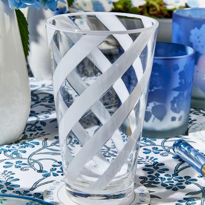 Interlaced Opaque White Plastic Drinking Glass - Tall 21 oz