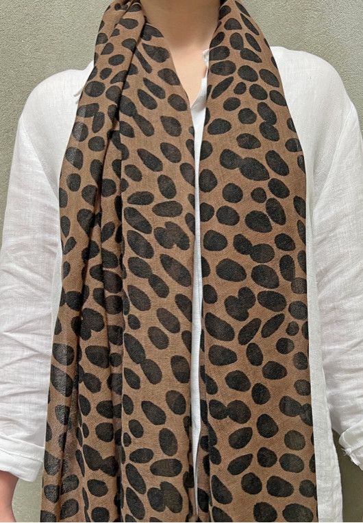 Wool Scarf - Cheetah Black/Brown
