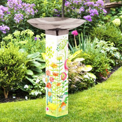 SPRING SWEET SPRING BIRD BATH ART POLE W/STAINLESS STEEL TOPPER