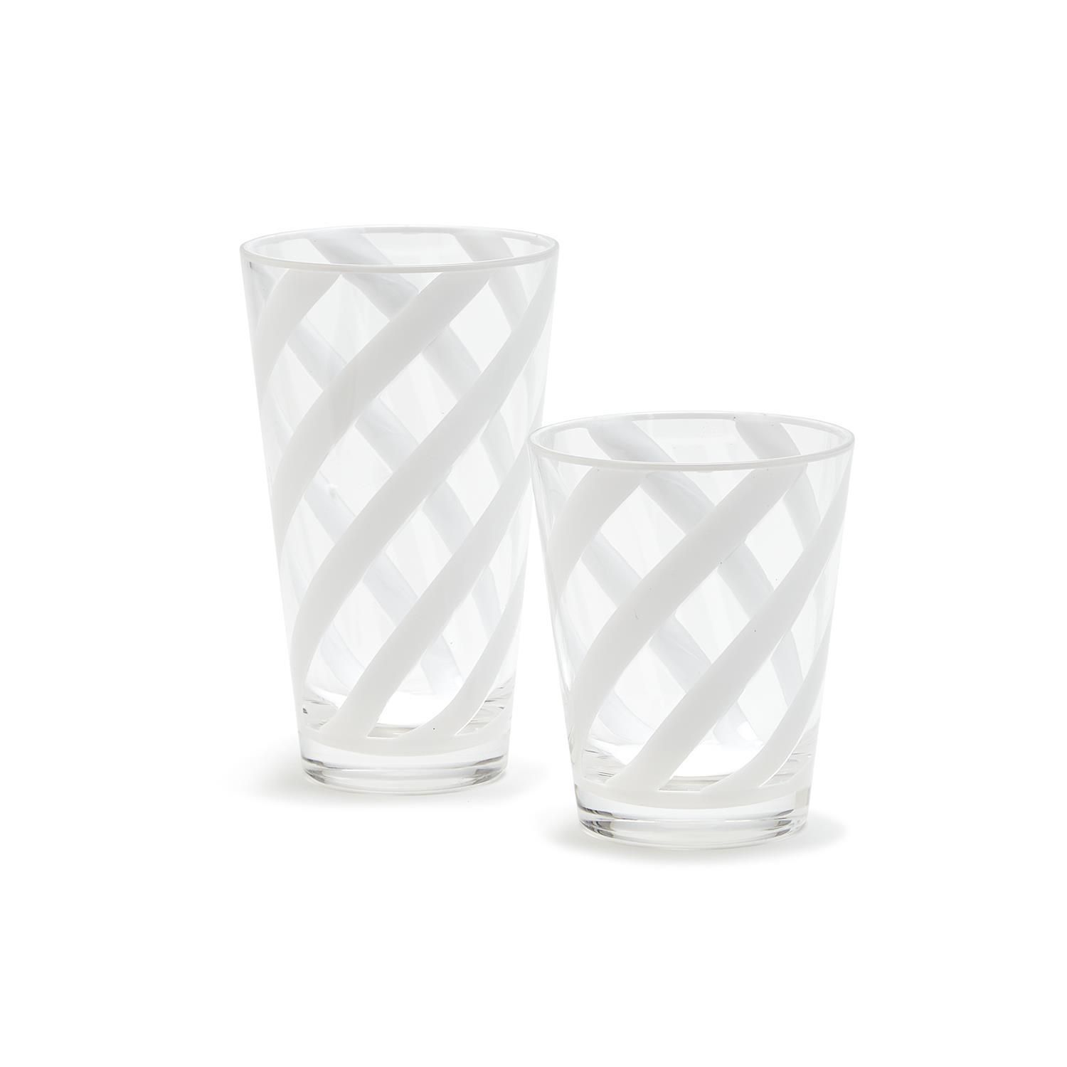 Interlaced White Plastic Sngle Drinking Glass - Short 15 oz