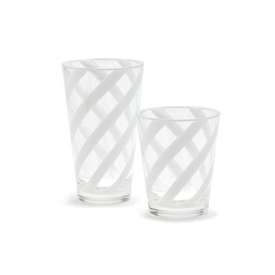 Interlaced White Plastic Sngle Drinking Glass - Short 15 oz