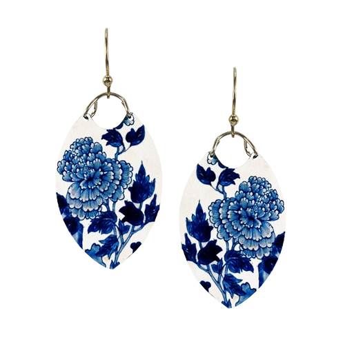 BLUE MUM - Tapered Oval Earring