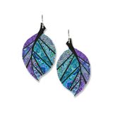 BLUE TAPESTRY LG LEAF EARRING