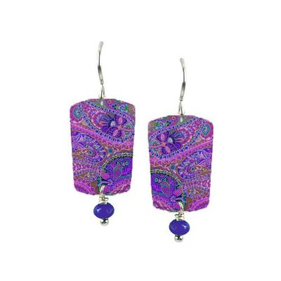 PURPLE SPICE - Tapered Rectangle w/Bead Earring