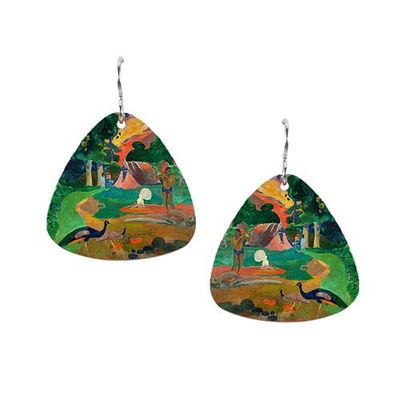 GAUGUIN GARDEN - Lg Round Edge Triangle Earring