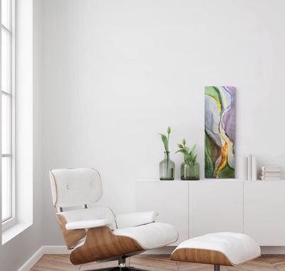 MOVING FORWARD #2447 | 12&quot;X 36&quot; | ALCOHOL INK ON ALUMINUM
