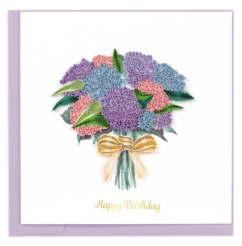QUILLED GREETING CARD HYDRANGEA BOUQUET BIRTHDAY CARD