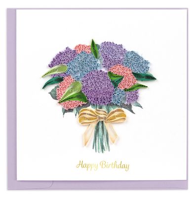 QUILLED GREETING CARD HYDRANGEA BOUQUET BIRTHDAY CARD