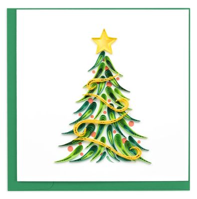 QUILLED GREETING CARD GOLD GARLAND CHRISTMAS TREE