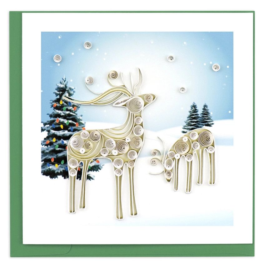 QUILLED GREETING CARD SNOWY REINDEER