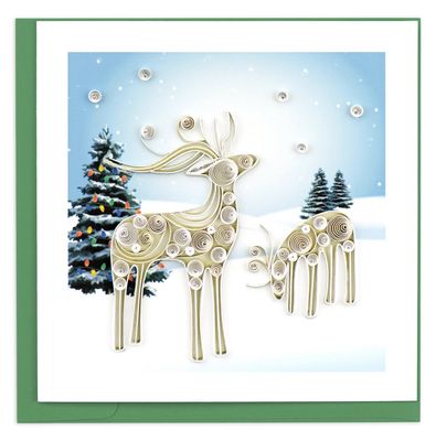 QUILLED GREETING CARD SNOWY REINDEER