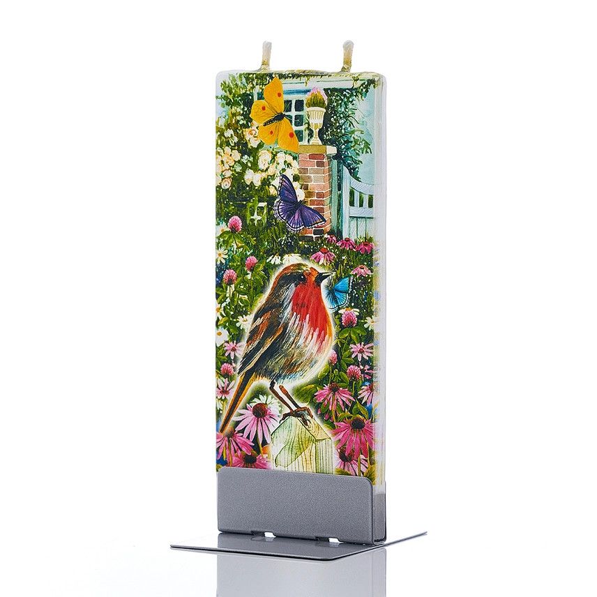 FLATYZ - HAND CRAFTED ARTIST CANDLE BIRD ON FENCE