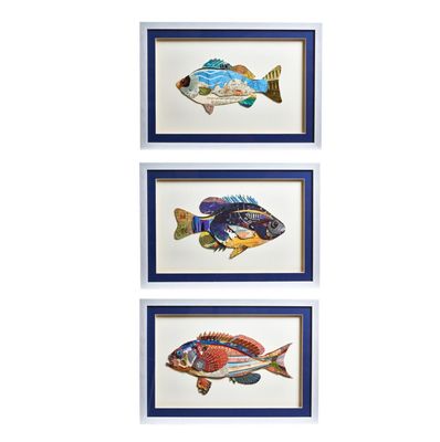 Fish Collage Wall Art RED - FACE LEFT
