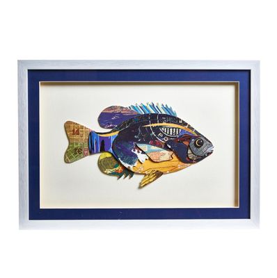 Fish Collage Wall Art DARK - FACE RIGHT