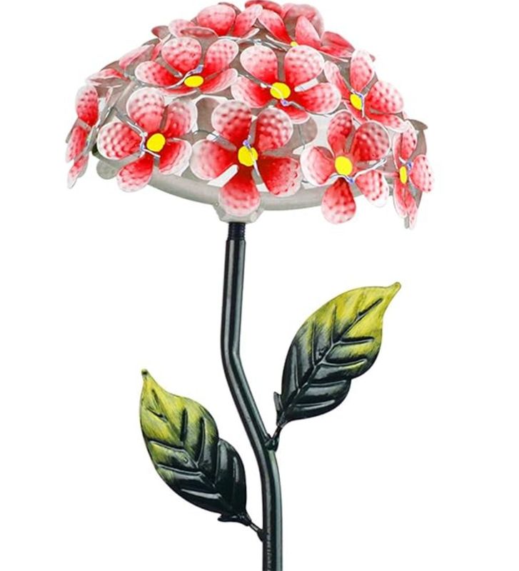SOLAR STAKE FLOWER - HYDRANGEA RED