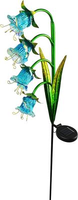 BLUEBELL GLASS SOLAR STAKE - BLUE