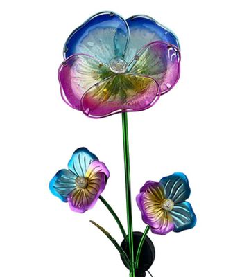 35493 SOLAR PANSY STAKE - PINK / BLUE