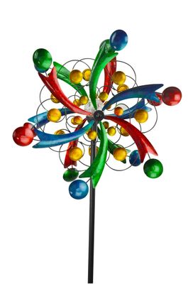 84&quot; Solar-Powered Pinwheel Wind Spinner