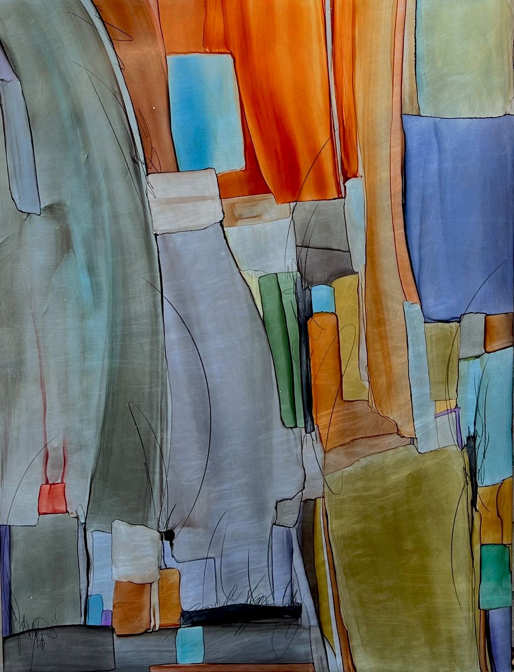 ALL THE RIGHT MOVES #2490 | 36&quot; X 48&quot; | ALCOHOL INK ON ALUMINUM