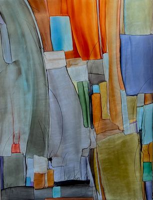 ALL THE RIGHT MOVES #2490 | 36&quot; X 48&quot; | ALCOHOL INK ON ALUMINUM
