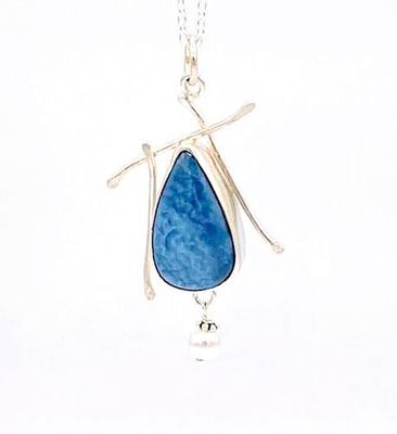 SP STONE &amp; PEARL PENDANT &amp; CHAIN MR. BLUE