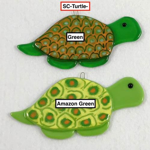 Fused Glass Turtle Suncatcher, Color: Green