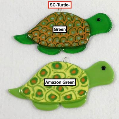 Fused Glass Turtle Suncatcher, Color: Green