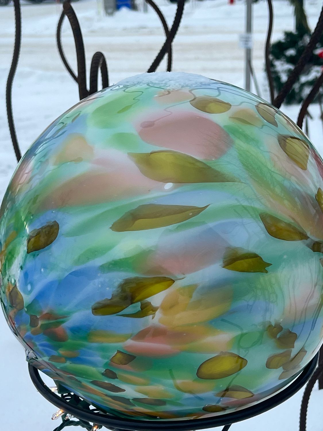 GREEN MULTI GAZING BALL - 12"
