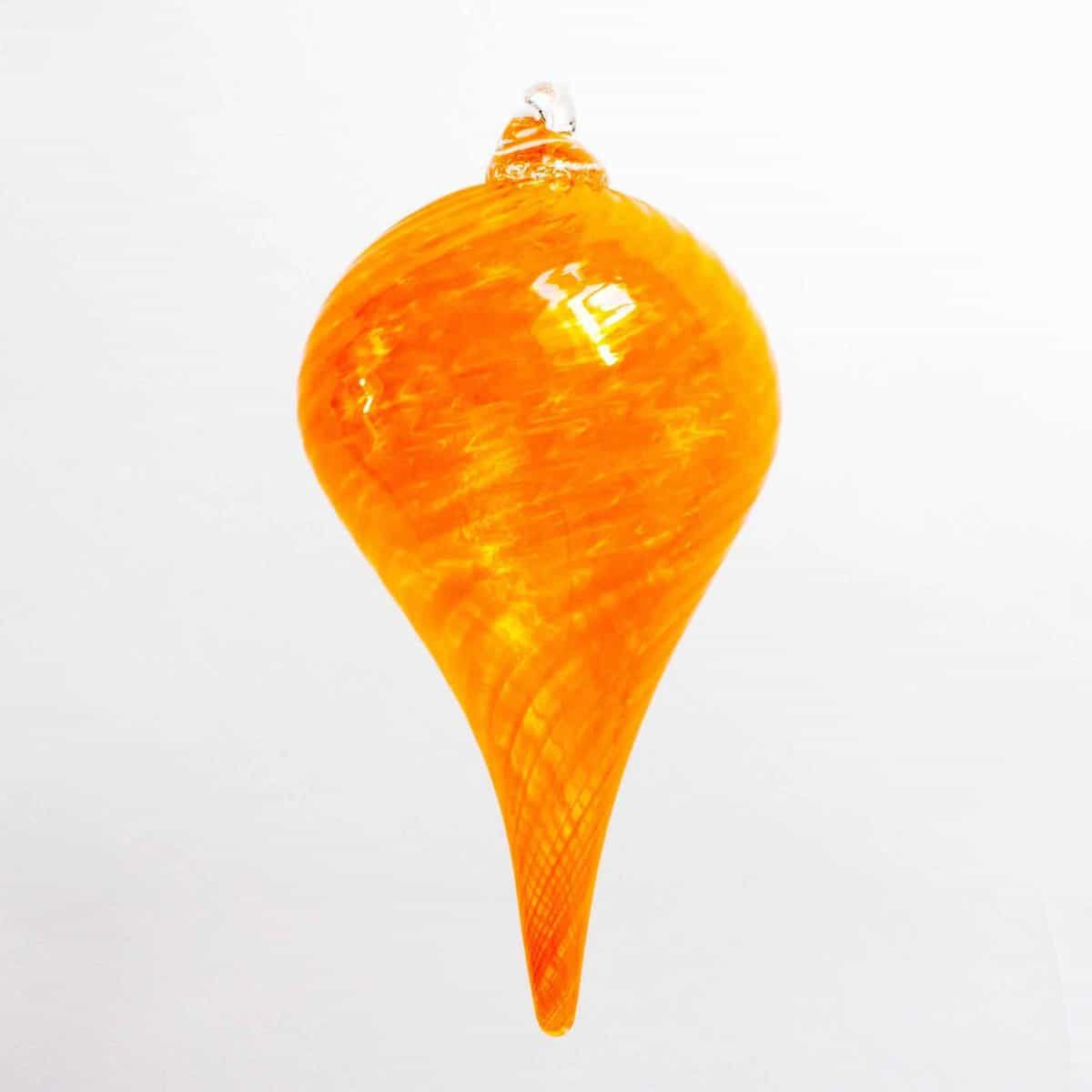 TWISTED OPTIC BLOWN GLASS ORNAMENT FINIAL, Color: TANGERINE