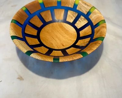 DAVID BOWL - MAHOGANY WOOD &amp; RESIN 7.5&quot; X 2.25&quot;