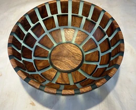 DAVID BOWL - ALBIZIA WOOD &amp; RESIN 9.5&quot; X 3.88&quot;
