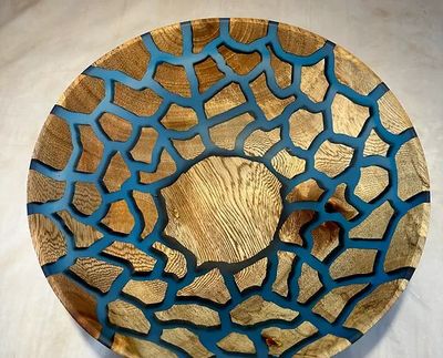 DAVID BOWL - FICUS WOOD &amp; RESIN  12.5&quot; X 4.5&quot;