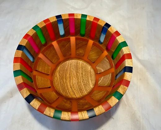 DAVID BOWL - MAHOGANY WOOD &amp; RESIN  7.12&quot; X 4&quot;