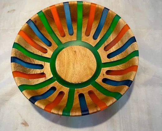 DAVID BOWL - MAHOGANY WOOD &amp; RESIN  7.5&quot; X 2.62&quot;
