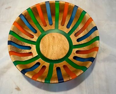 DAVID BOWL - MAHOGANY WOOD &amp; RESIN  7.5&quot; X 2.62&quot;