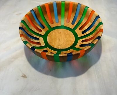 DAVID BOWL - MAHOGANY WOOD &amp; RESIN  7.5" X 2.62"