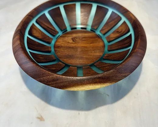 DAVID BOWL - ALBIZIA WOOD &amp; RESIN 9&quot; X 2.75&quot;