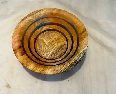DAVID BOWL - MAHOGANY WOOD &amp; RESIN 6&quot; X 2&quot;