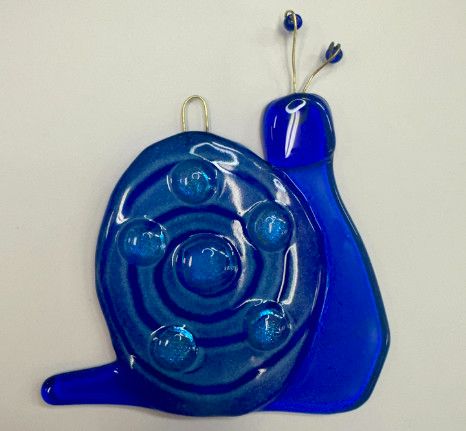 Fused Glass Snail Suncatcher, Color: Blue