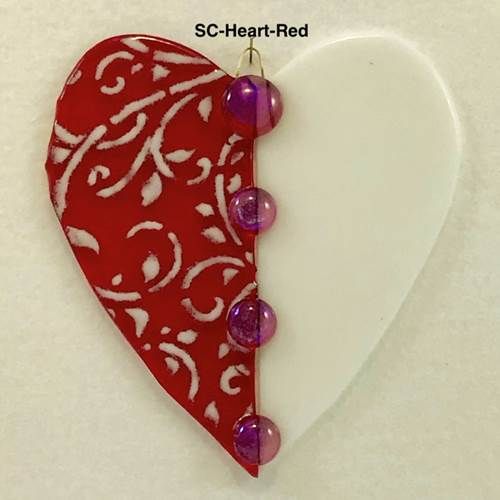 Fused Glass Heart Sun Catcher
