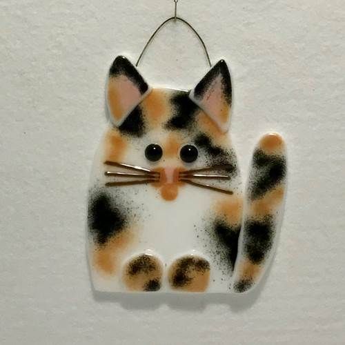 Handmade Fused Glass Cat Suncatcher